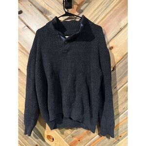 Weatherproof Vintage cotton waffle knit quarter neck sweater-L